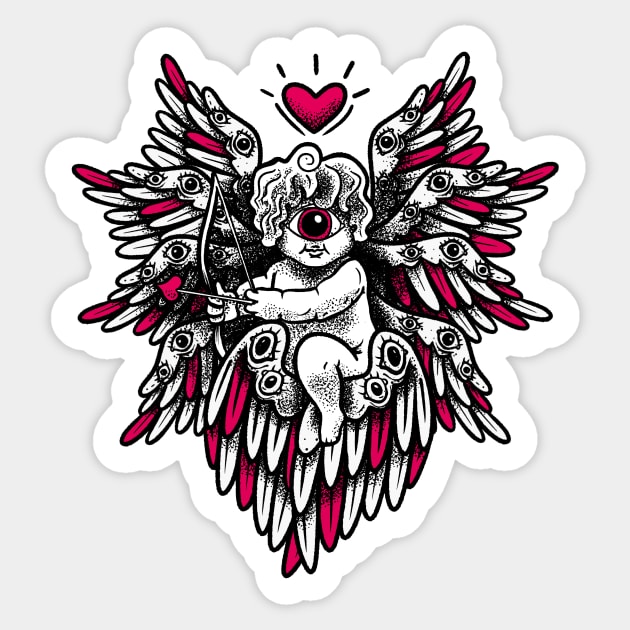 Biblically Accurate Cupid - Cool Valentine's Day Sticker by aaronsartroom